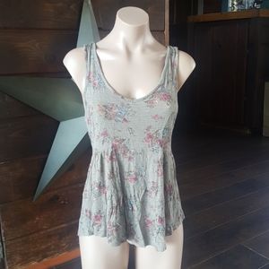 Gray summer top with flower accent....